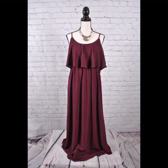 Show Me Your Mumu Merlot Caitlin Ruffle Size Large - Picture 2 of 7
